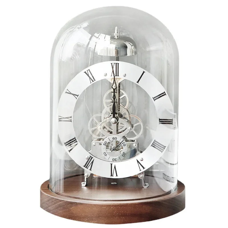 Elegant Luxury Desk Clock - Metal & Wood Tabletop Accent