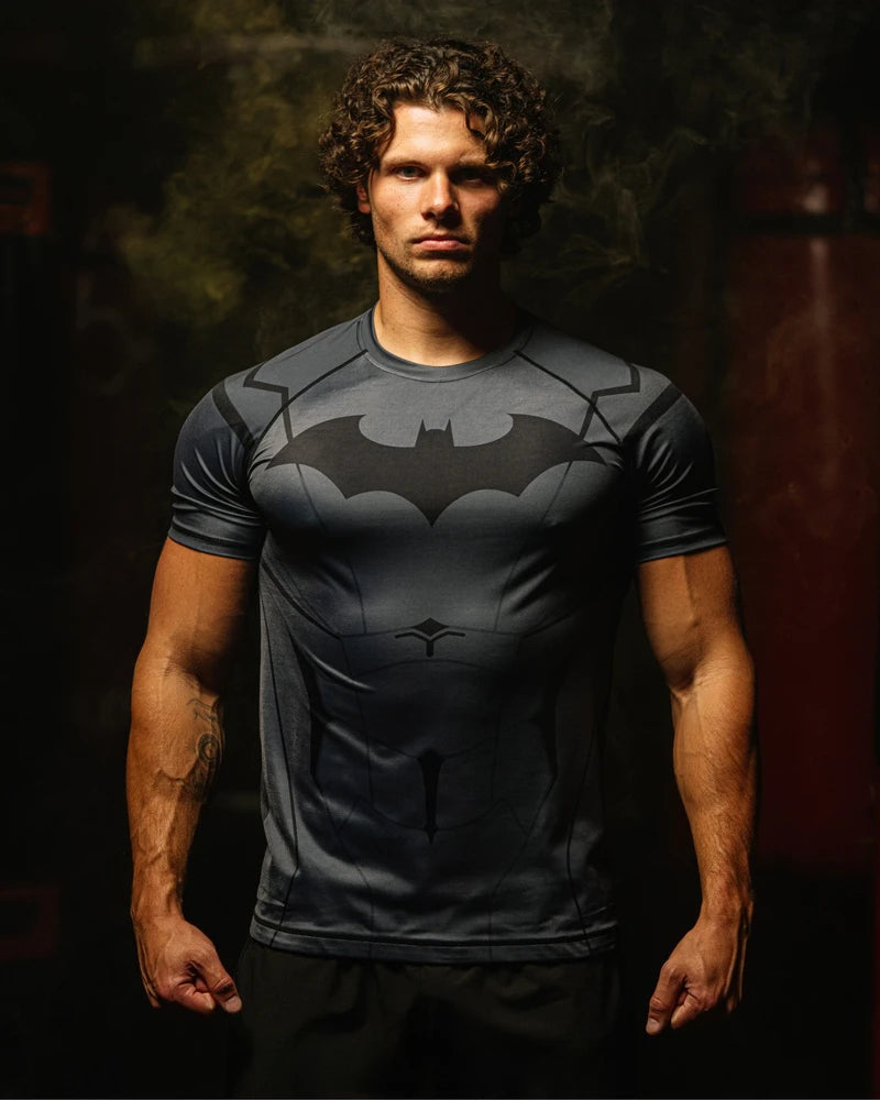 batman mma sports t-shirt - breathable oversized men gym training top in action