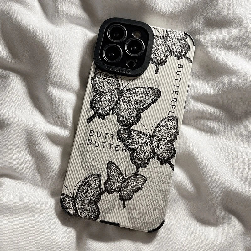 Retro Butterfly Phone Case - Slim Silicone Cover