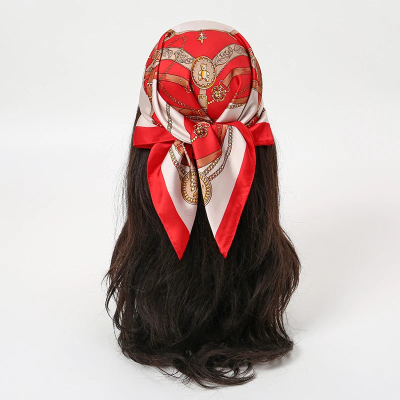 Luxury Square Silk Scarf - Satin Hair Bandana & Neckerchief
