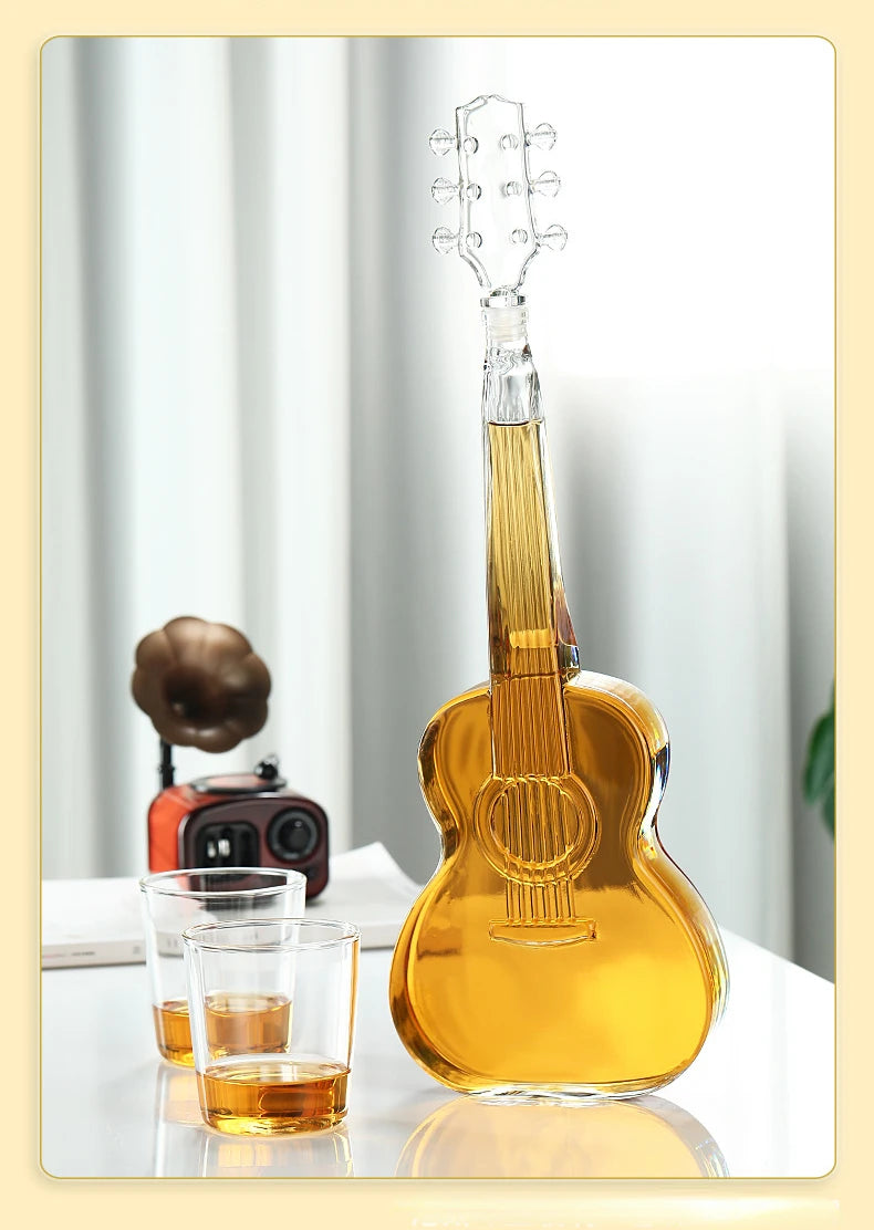 Premium Glass Guitar Decanter - Elegant Wine Aerator Set