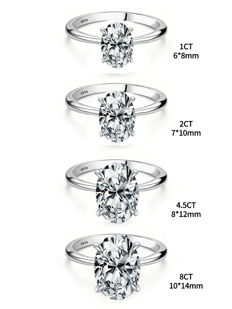 Exquisite Sterling Silver Oval Stone Ring - Luxury Fine Jewelry