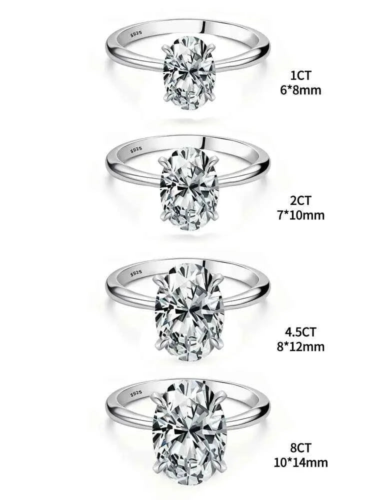 Luxury Sterling Silver Oval Stone Ring - Elegant Fine Jewelry