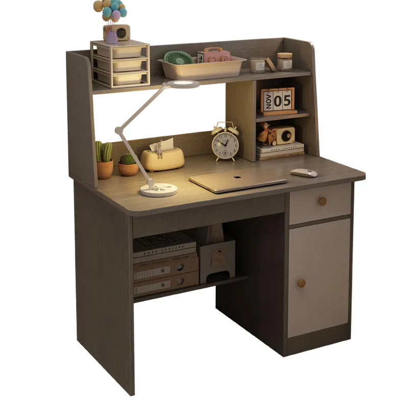Premium Integrated Computer Desk - Space-Saving Bookshelf Design
