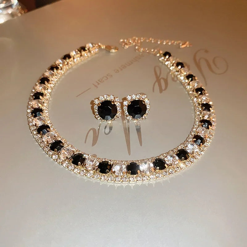 Elegant Crystal Jewelry Set - Luxury Necklace & Earrings for Women
