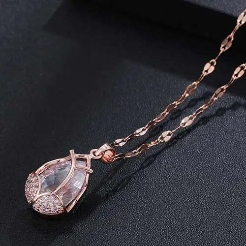 Luxury Crystal Flower Long Sweater Necklace - Elegant Pendant