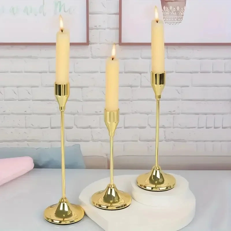 Elegant European Metal Candle Holder Set - 3 Piece