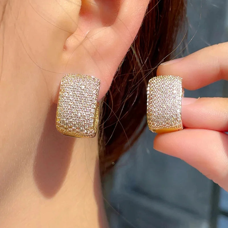 Luxury Cubic Zirconia Hoop Earrings - Brilliant Bridal Jewelry