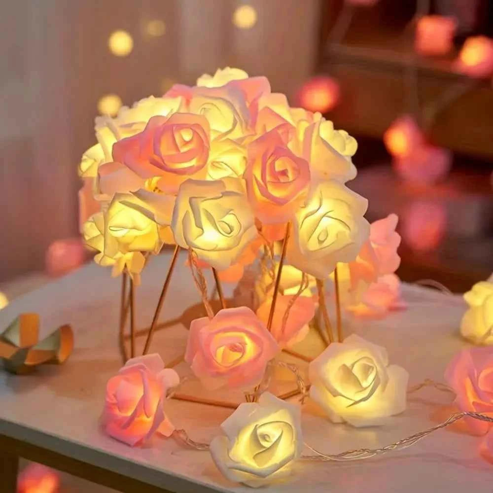 Elegant Rose String Lights - White & Pink