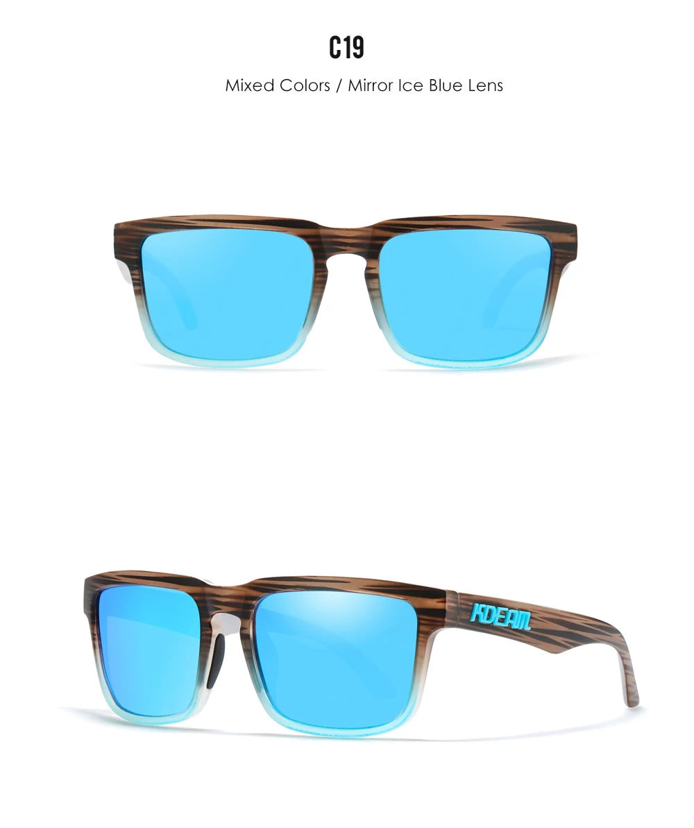 Premium Men Square Sunglasses - Polarized UV Protection & Mirrored Lens