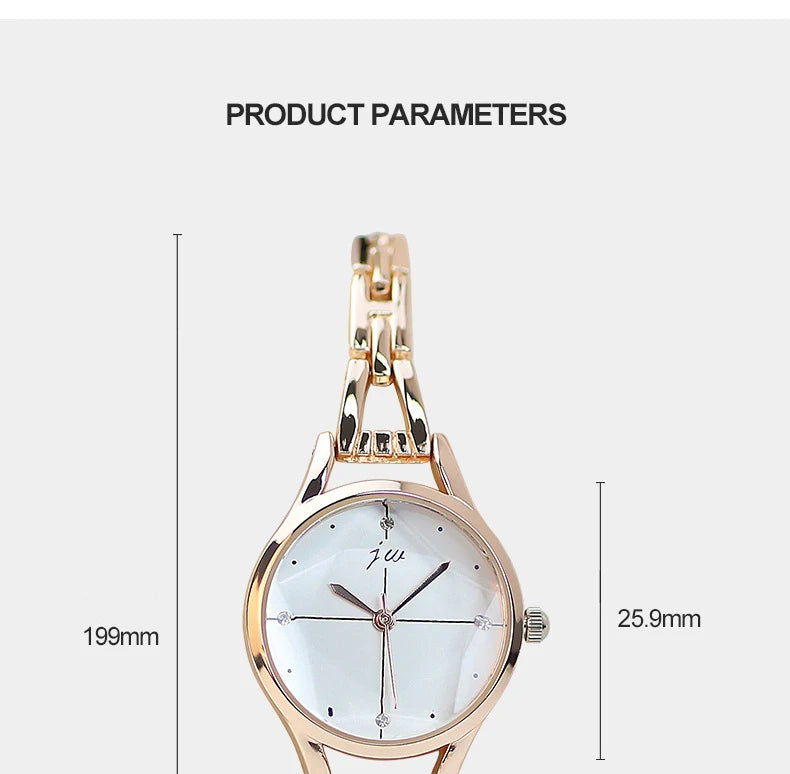 Elegant Ladies Bracelet Watch - Rhinestone Rose Gold Design
