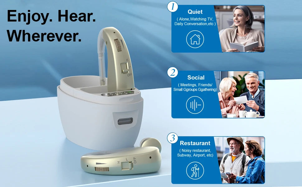 Premium Sound Amplifier Earbuds - Noise Reduction & Adjustable Volume