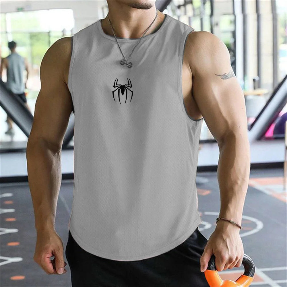 Ultimate Muscle Tank Top - Breathable Spider Print Gym Shirt