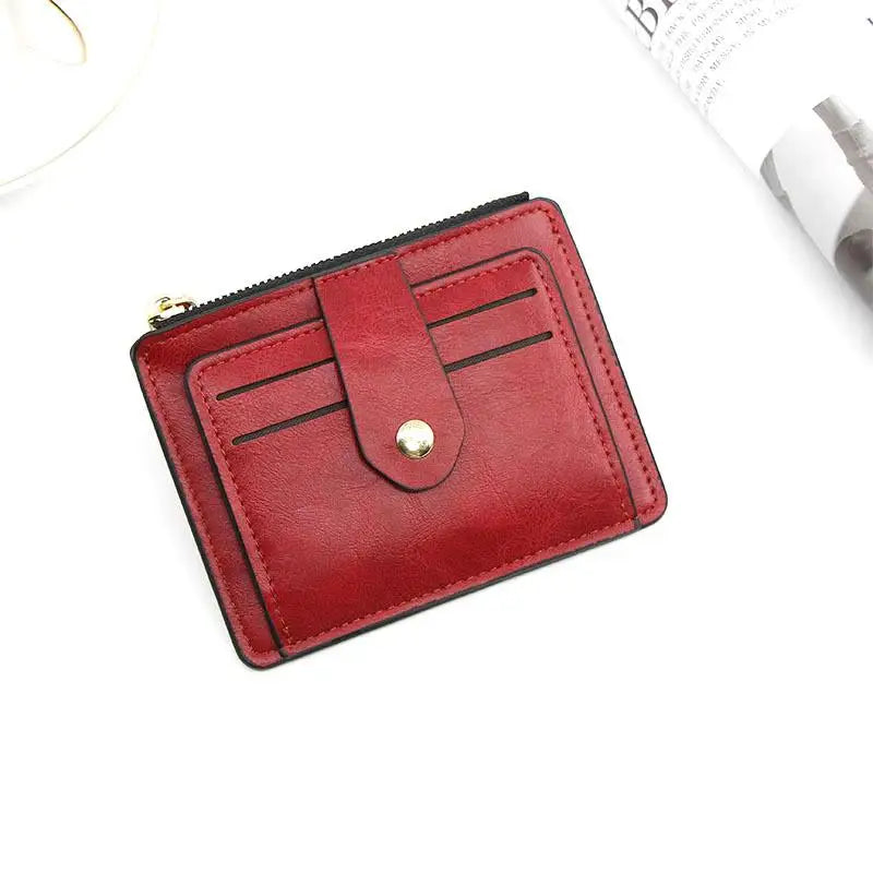 Luxury Slim Leather Wallet with Coin Pocket - Compact Card Holder