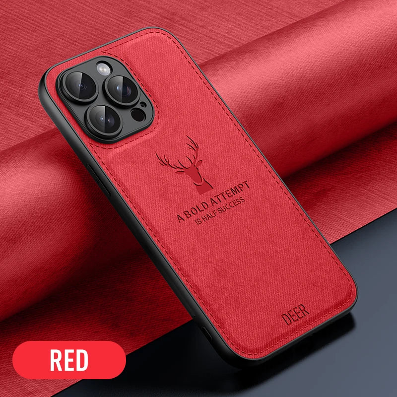 Luxury Leather Deer Head Phone Case - Shockproof Soft Back Cover