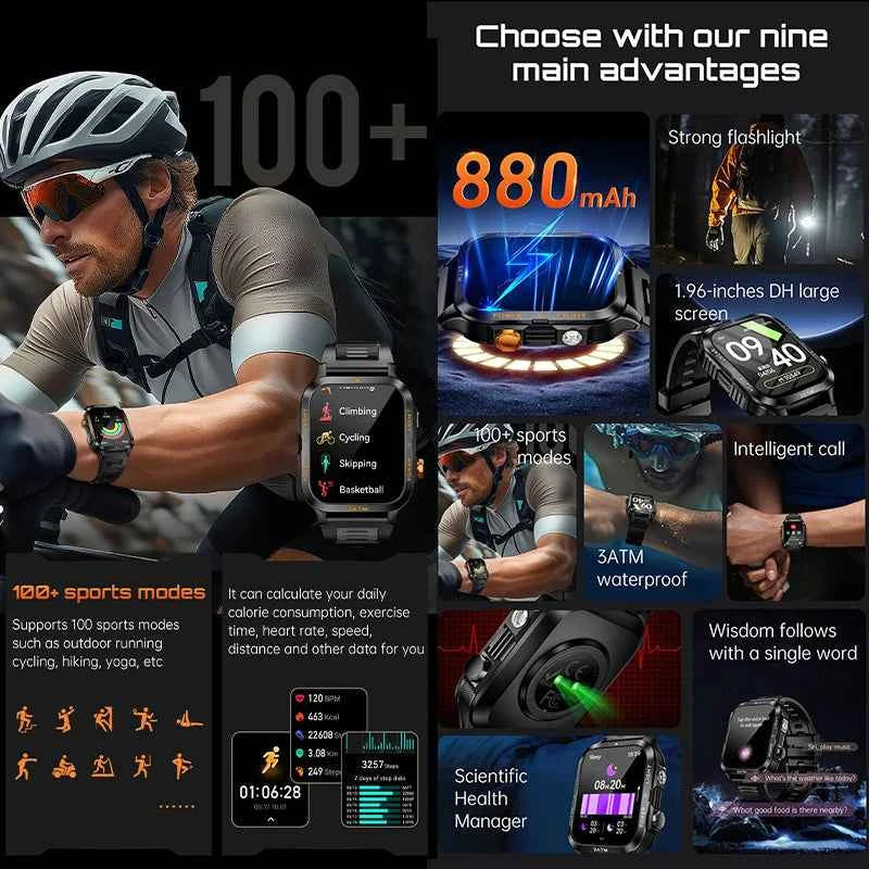Smart Sports Watch with LED Lighting & Health Detection