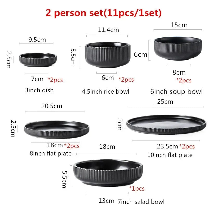 Premium Ceramic Dinnerware Set - Matte Glazed Japanese Style