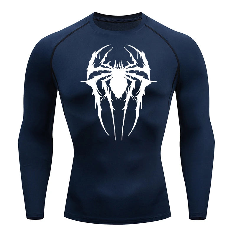 Premium Men's Spider Graphic Compression Shirt - Quick Dry Rash Guard