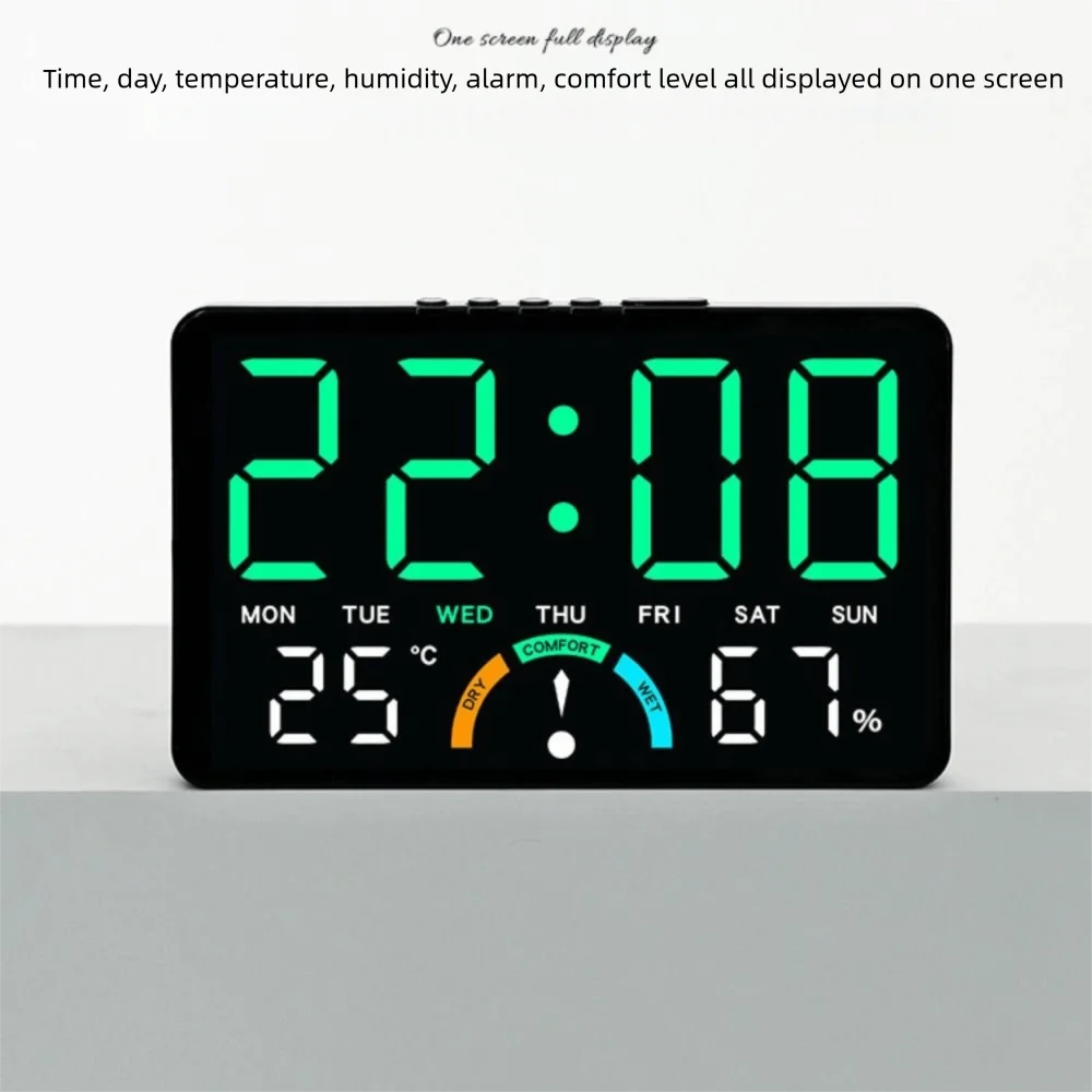 Premium Digital LED Wall Clock - Voice Control & Temperature Display