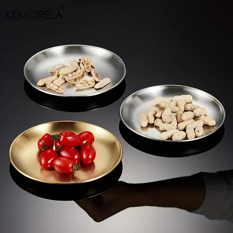 Premium Stainless Steel Camping Plates - 6-Piece Set with Rack