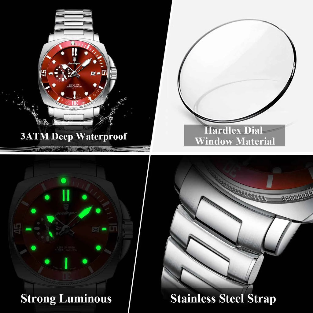 Luxury Men's Quartz Watch - Waterproof Stainless Steel Timepiece