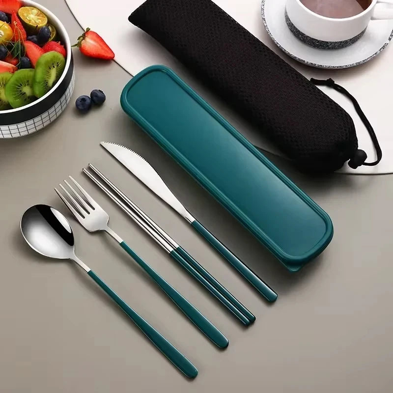 Premium Portable Flatware Set - Travel Utensil Kit with Case