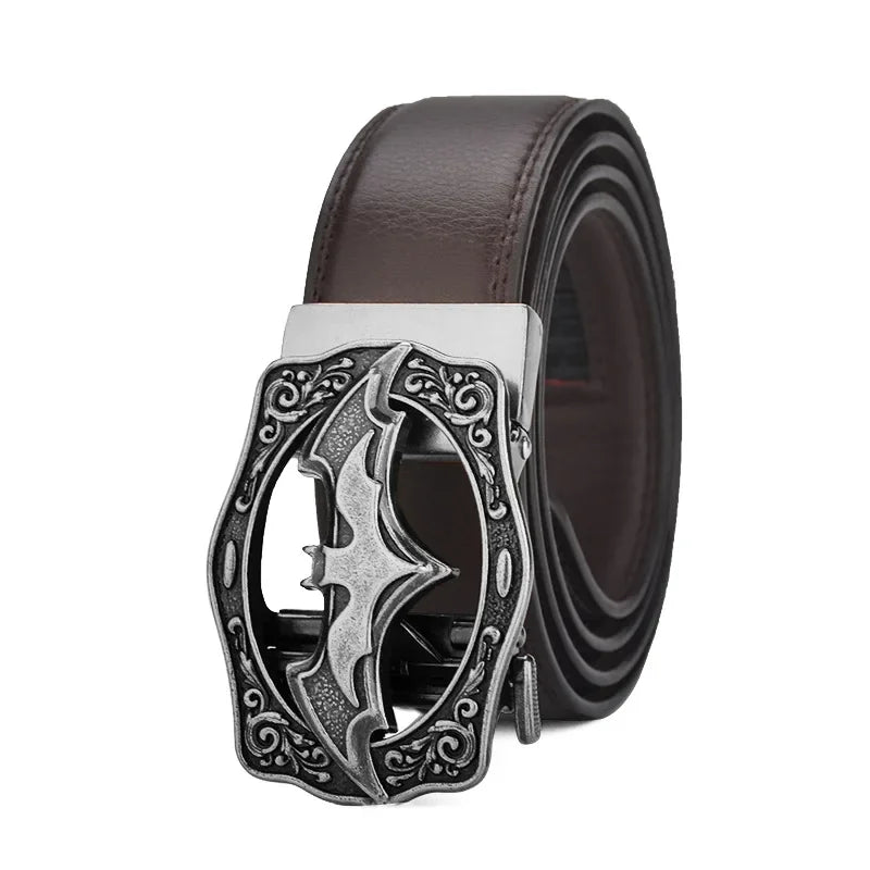 Vintage Genuine Leather Automatic Buckle Belt - Plus Size