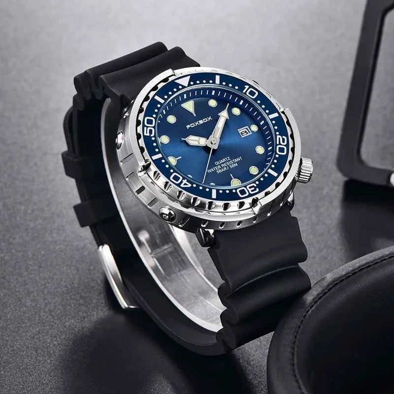 Luxury Mens Quartz Watch - 5ATM Waterproof Sports Clock
