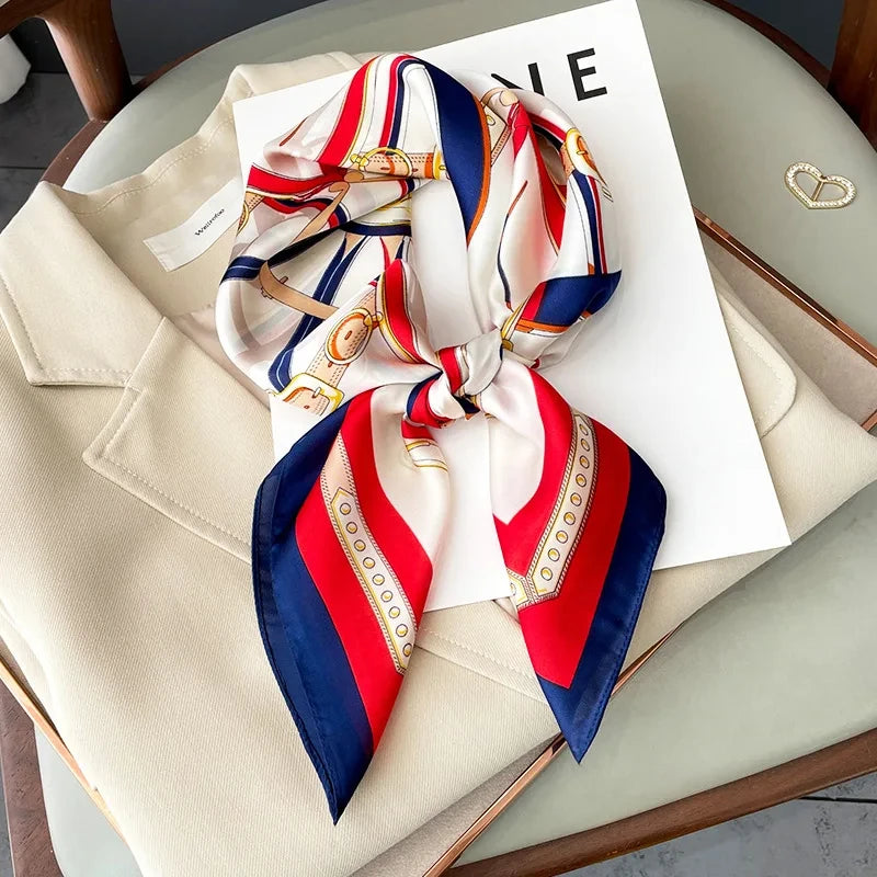 Luxury Silk Scarf - 70x70cm Square Shawl & Headband