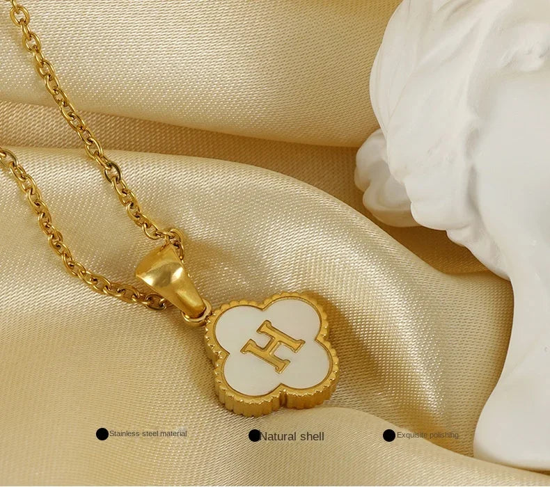 Elegant Initial Letter Necklace - Lucky Shell Gold Pendant