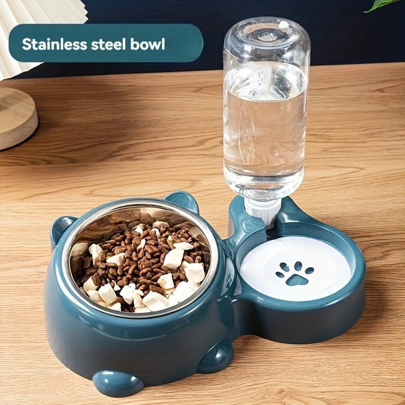 Premium Automatic Pet Feeder - Slanted Gravity Water Dispenser