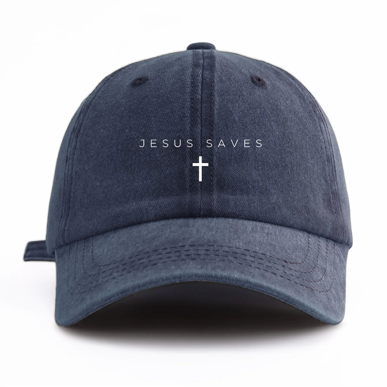 1pc JESUS SAVES Print Washed Baseball Cap for Adults,Minimalist Retro Style Casual Soft Adjustable Dad Hat, Perfect As Gift - Tulique
