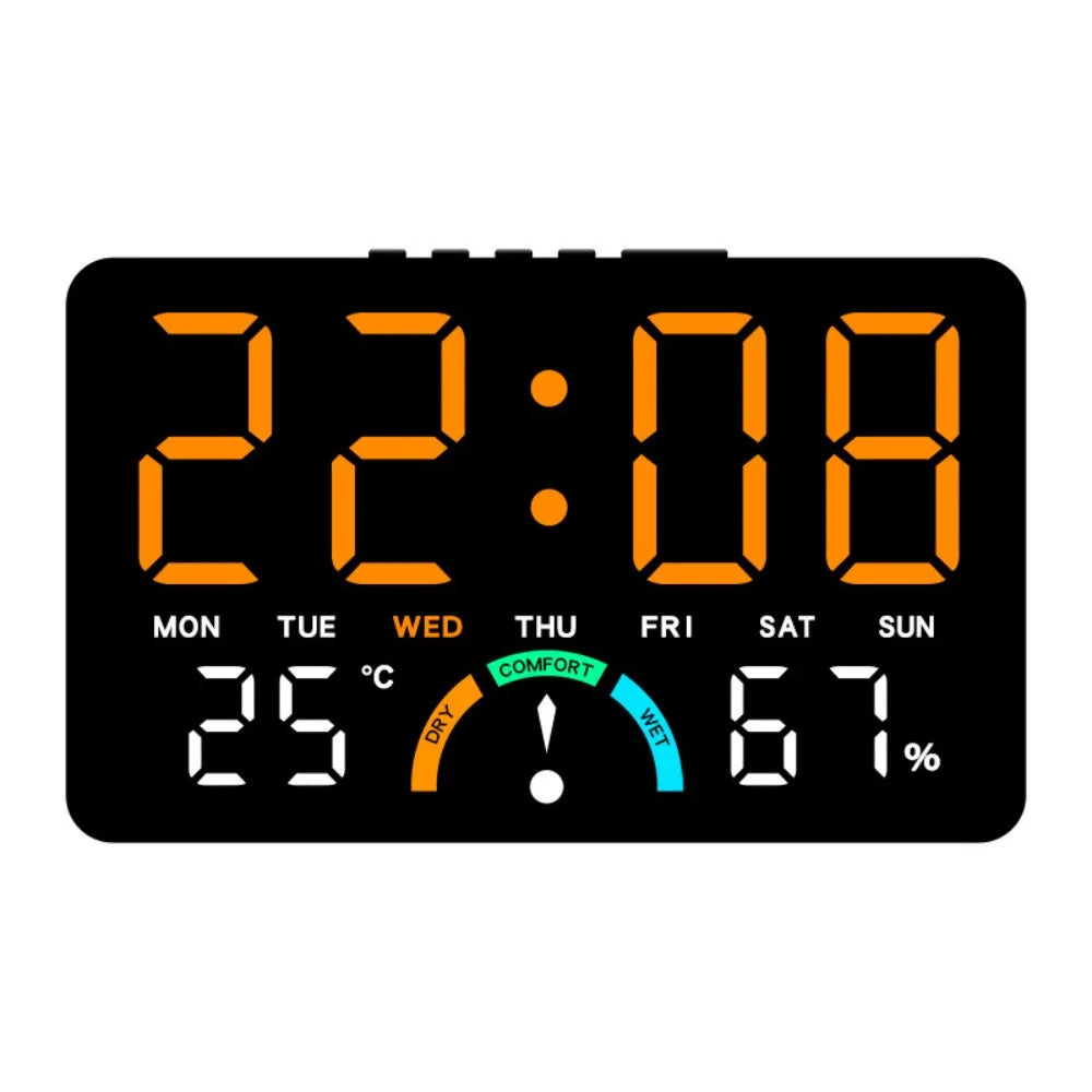 Premium Digital LED Wall Clock - Voice Control & Temperature Display