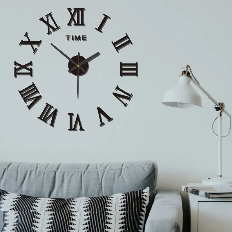 Elegant 3D Acrylic Wall Clock - Roman Numerals Mirror Design
