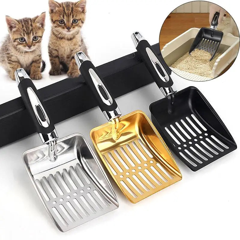 Premium Metal Cat Litter Scoop - Long Handle Cleaning Tool