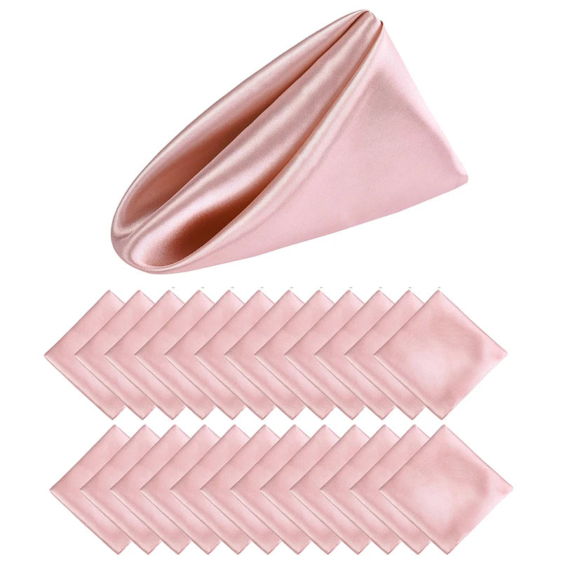 Satin Dinner Napkins - Set of 24 square 12x12 inch napkins in a variety of elegant colors