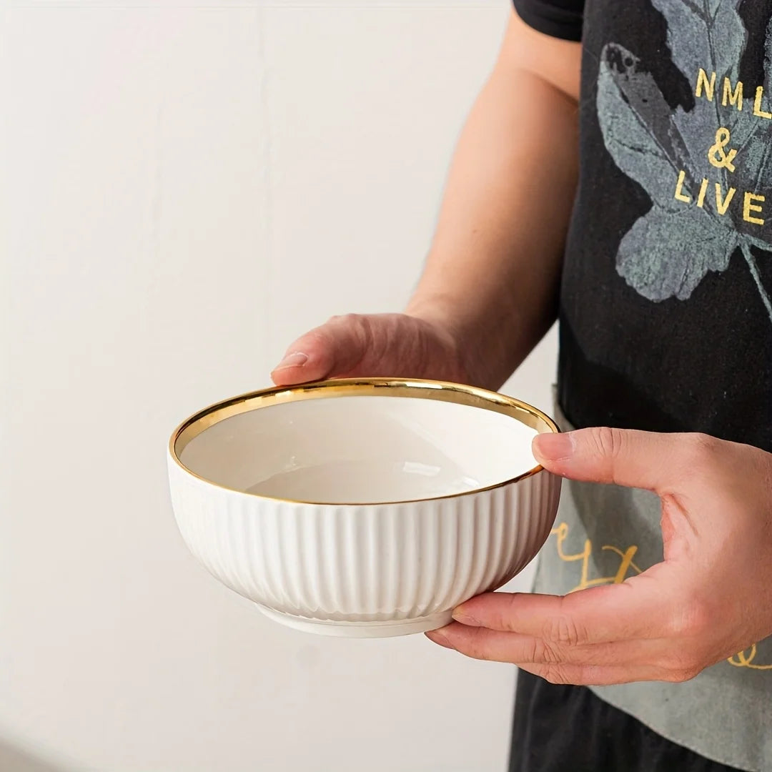 Elegant Gold Ceramic Dinnerware Set - Hotel-Grade Quality