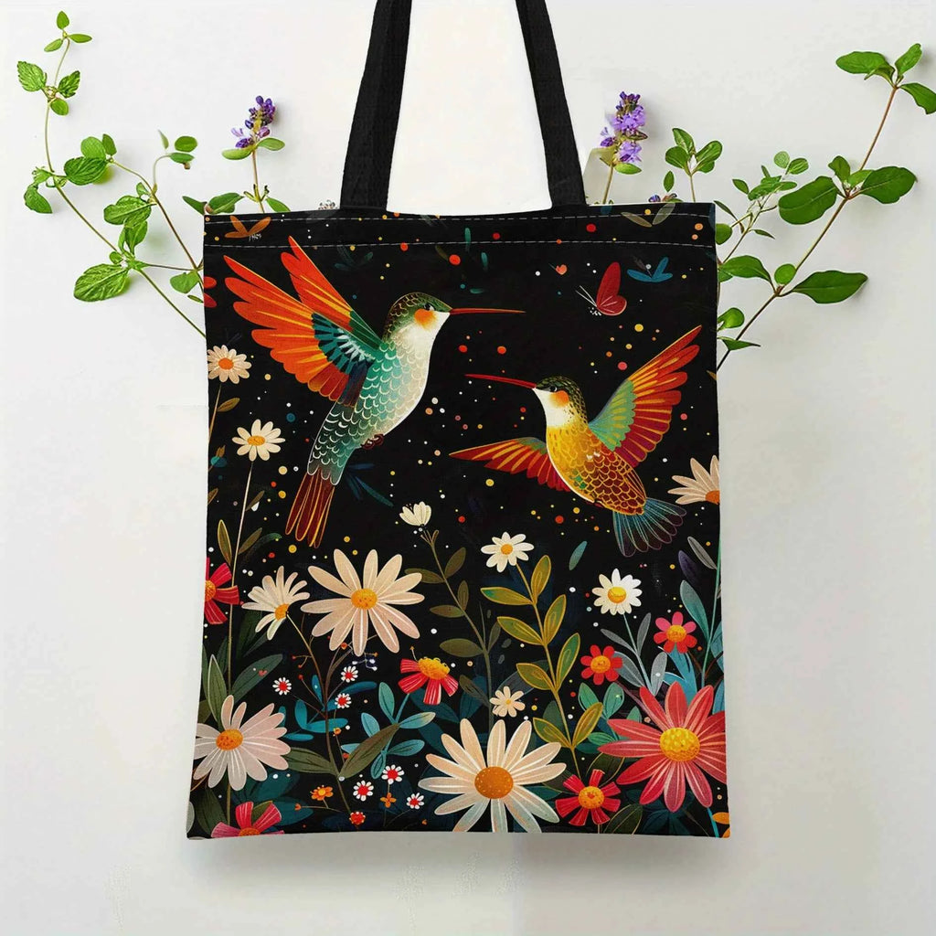 Elegant Floral Hummingbird Tote Bag - Vibrant & Durable
