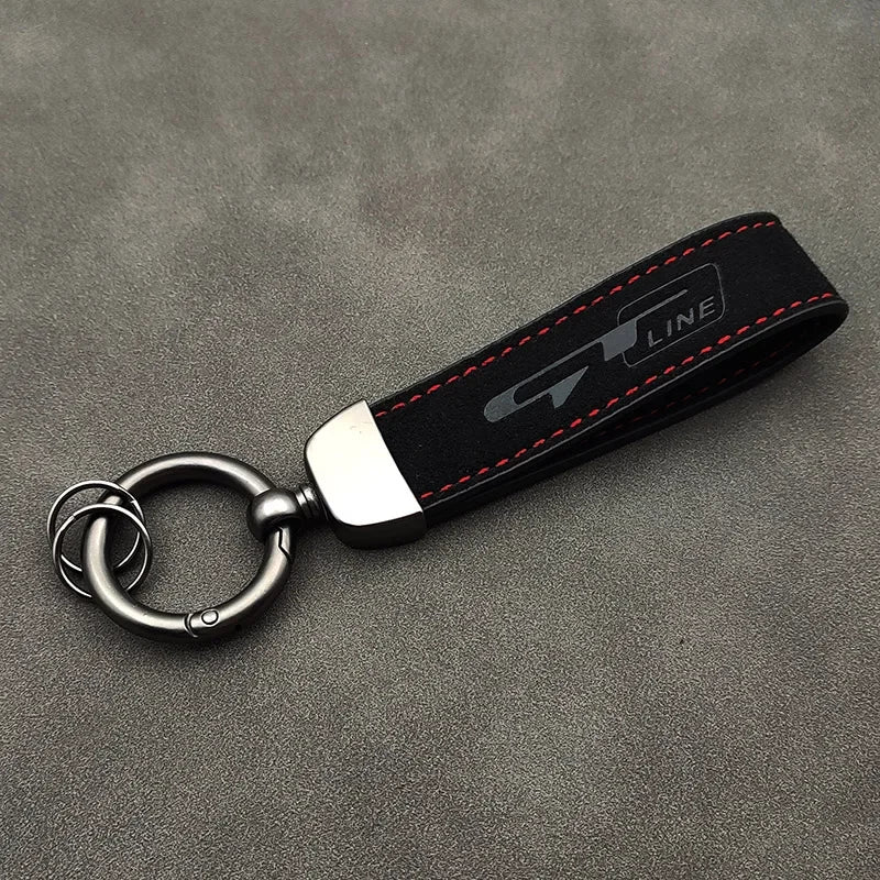 Luxury Suede Car Keychain - Premium Alloy & Leather Ring