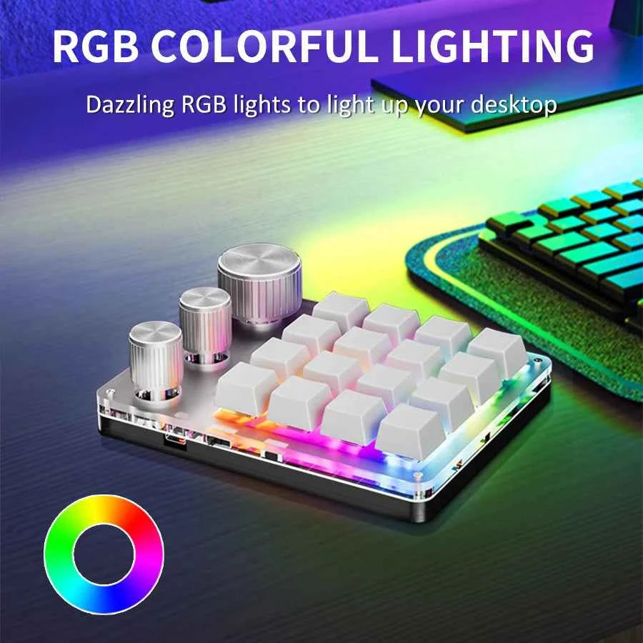16 Keys 3 Knobs Mechanical Gaming Keyboard USB Wired Bluetooth-Support/ 2.4G Programming Macro Keyboard Custom Hot-swap Keypad