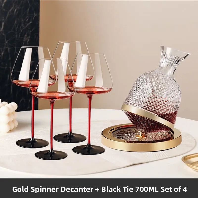Elegant Burgundy Wine Glasses - Crystal Long Stem Design