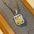 Elegant Yellow Cubic Zirconia Pendant Necklace - Luxury Jewelry