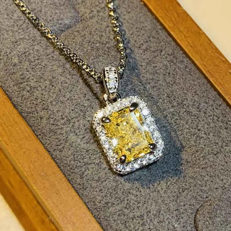 Elegant Yellow Cubic Zirconia Pendant Necklace - Luxury Jewelry