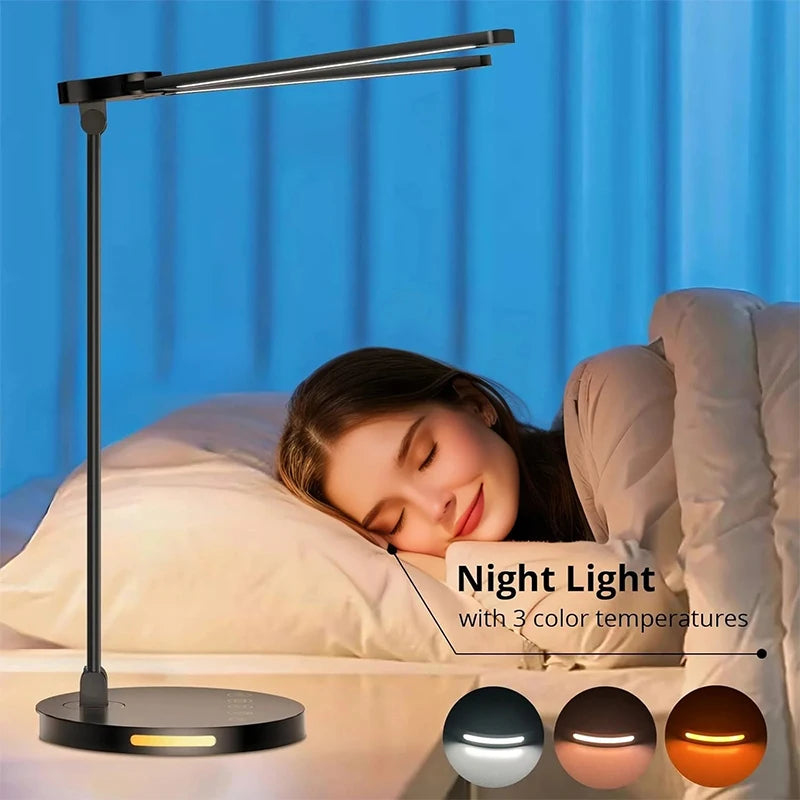Professional Double Swing Arm Lamp - Eye-Caring LED Desk Light