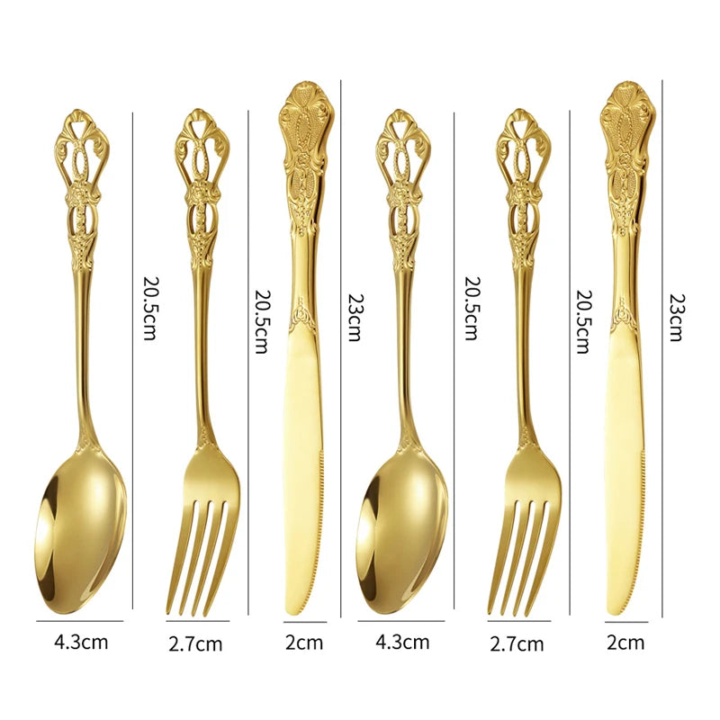 Elegant European Relief Flatware Set - Stainless Steel Tableware