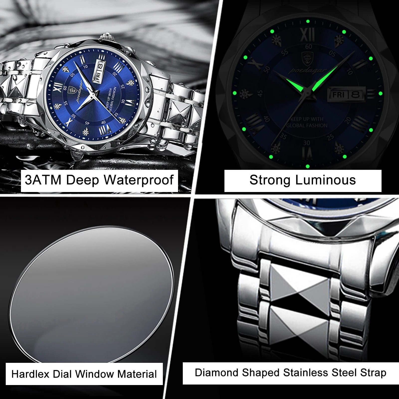 Luxury Men's Quartz Watch - Date & Week Display