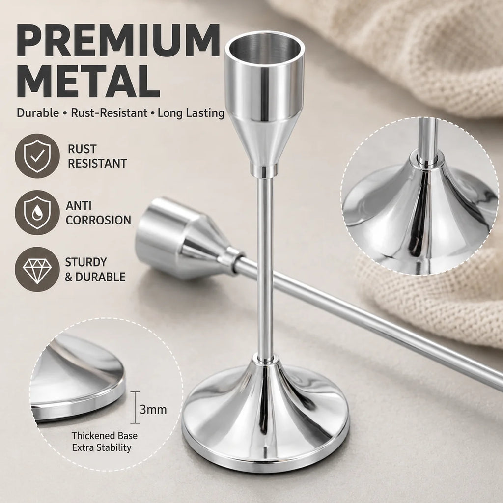 Elegant European Metal Candle Holder Set - 3 Piece