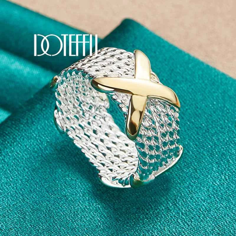 Silver Gold Color Letter X Ring For Woman Man Fashion Wedding Engagement Party Gift Charm Jewelry