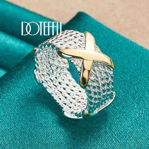 Silver Gold Color Letter X Ring For Woman Man Fashion Wedding Engagement Party Gift Charm Jewelry