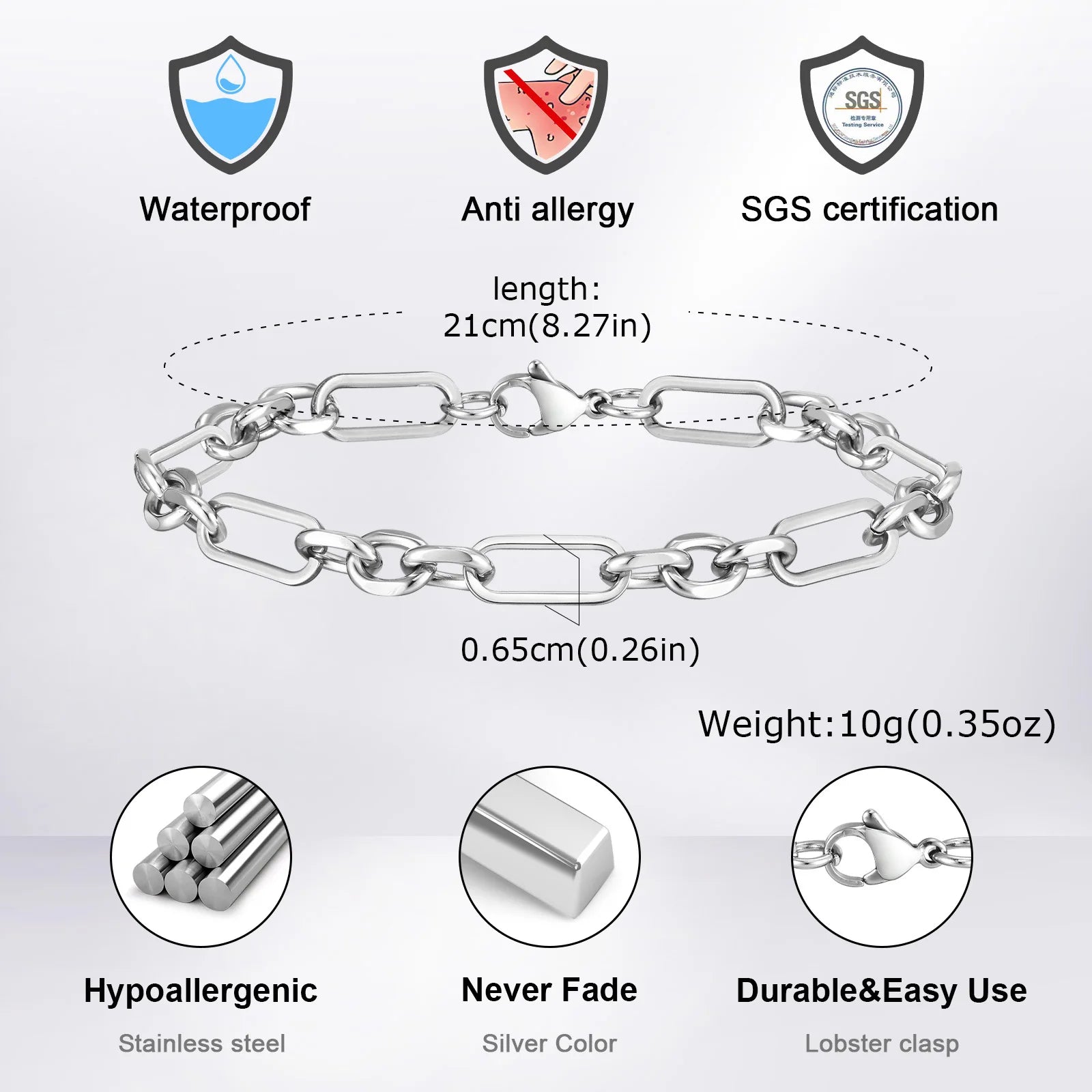 Premium Men's Chain Bracelet - Anti-Allergy Stainless Steel